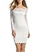 ACEVOG Women's Vintage Off Shoulder Flare Lace Slim Cocktail Pencil Dress White M