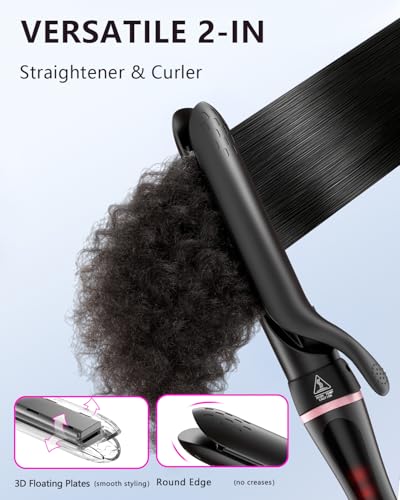 5 in 1 Curling Iron with Thermal Brush and Interchangeable Ceramic Barrels (0.35"-1.25") Set of Curling Iron with Plate, Instant Heating Dual Voltage Gifts for Women