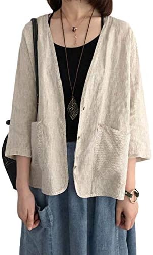 Yyq Shop カーディガン レディース 七分袖 ゆったり コーディガン 薄手 Vネック ショート丈 リネン