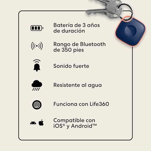 Tile - Localizador Bluetooth, localizador de Llaves y localizador de Objetos para Llaves, Bolsos y Mucho más.Compatible con iOS y Android. Paquete de 1 (Navy Blaze)
