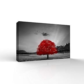 Wall26-Canvas Wall Art-RED and Black Back Ground Tree Theme-Giclee Painting Wall Bedroom Living House Decoration Home Art - 12x18 inches