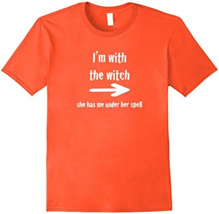 Mens Couple Costume Men's Halloween T Shirt I'm With The Witch XL Orange