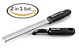 Brainycook Zester Grater + Peeler 2 for 1, Stainless Steel Zest Citrus & Lemon Cheese Potatoes, Fruit & Vegetables. Good Grip & Swivel Tool.