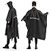 ANDAKE Raincoat Portable Reusable Rain Poncho,Waterproof Sunshade Tarp, Ground Mat Poncho Outdoor Women Men Black, Medium