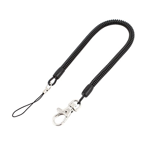 Flexible Lobster Clasp Stretch Coiled Cord Keychain 38cm Long Black
