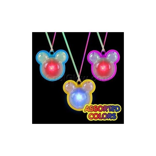 6 Pack - LED Flashing Mouse Necklace for Kids & Adults