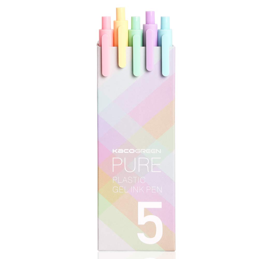 czxwyst KACO Soft Touch Retractable Gel Ink Pens 0.5mm Fine Point (Macaron Colors 5-Pack Colored Ink)