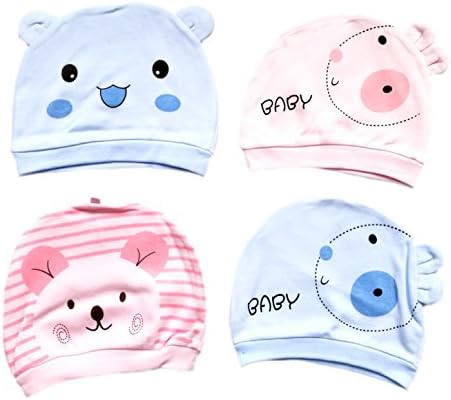 Vodeus Baby Boys Girls Caps Random Color Set of 4 Pcs