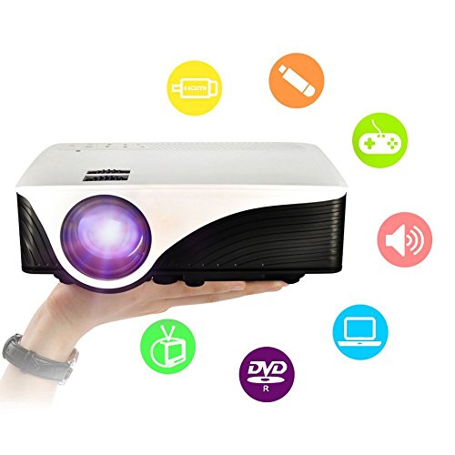 Video Projector 1800 Lumens LED Portable Mini Projector HD 1080p Multimedia Home Theater Projector Support HDMI USB SD AV for Home Cinema Movie Entertainment - Thumbnail 7