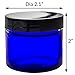 2 oz / 60 ml Cobalt Blue Glass Straight Sided Jar With Black Smooth Lids Airtight, Smell Proof, BPA Free (6 pack)