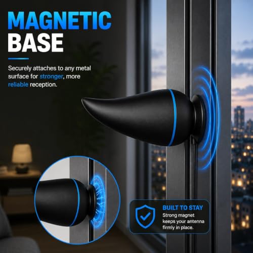 2026 Indoor TV Aerial, Digital TV Ariels Indoor 300+ Miles Long Range with Signal Booster for UK Freeview Local Channels, Amplified Digital TV Antenna Supports 4K 1080P HD with 9.8Ft Aerial Cable