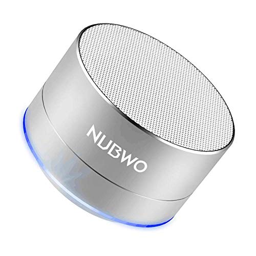 Enceinte Bluetooth, NUBWO A2 Enceinte Bluetooth Mini Portable de Voyage, Enceinte sans Fil avec des Basses Enforcées et des Appels en Mains Libres, Fonctionne avec iPhone, iPad, Samsung – Argent