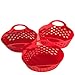 Red 3 Pack Plastic Organizer Baskets with Handles Small Soft Carry Totes Stackable