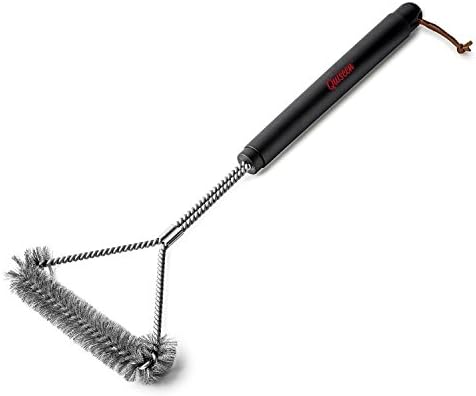 Quiseen Stainless Steel Heavy Duty BBQ Grill Brush Long Safe Handle, 18" L