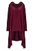 Womens Irregular Hem Double Slit Pullover Pockets Hoodie Sweatshirt Dress Wine M