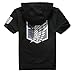 Hot Attack on Titan Shingeki no Kyojin Cosplay Hoodie Coat Sweater Short Sleeve (Black, M)