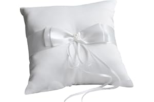 ccHuDE Faux Pearl Satin Ring Bearer Pillow Wedding Ring Cushion Display Pillow Engagement Ring Storage Ceremony Ring Holder for Bridal Shower
