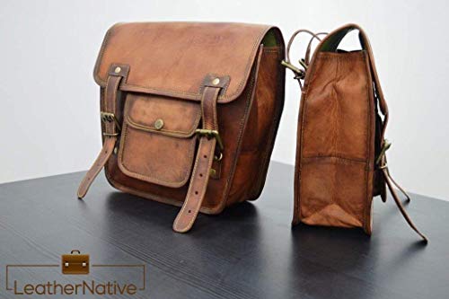 Leather Native 2 X Motorcycle Side Pouch Brown Leather Side Pouch Saddlebags Saddle Panniers (2 Bags) Pre Valentines Day SALE !!!