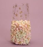 Gold Stars Cello Bags, Pack of 25 Great for Christmas Etc!