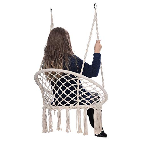 Hammock Chair Macrame Swing - [Delivery from US] Handmade Hanging Swing Chair Prefect for Outdoor, Home,Bedroom, Patio, Deck, Yard, Garden - Thumbnail 6