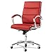 Alera Neratoli Series Mid-Back Swivel/Tilt Chair, Red Soft Leather, Chrome Frame