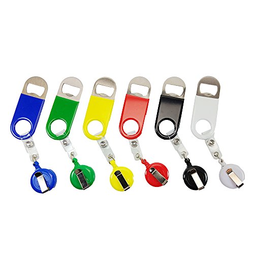 Retractable Wedding Bottle Opener, Rubber Coated Stainless Steel Bottle Opener.bartender Hand Beer Tool Gadget (6-Pack)