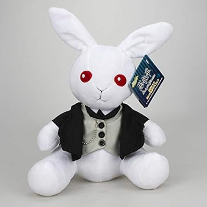 black and white bunny plush