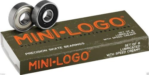 Mini Logo Skate Bearings 8mm Lubricated with Speed Cream