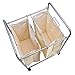 JEFEE Laundry Sorter Cart kaundry Sorter Divided Hamper with Heavy Duty Rolling Wheels, Heavy Duty Double Bag Laundry Sorter Cart for Clothes Storage, Cream…