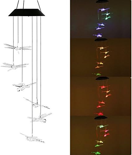 SINLOOG Solar-powered Changing Color Mobile Light , Spiral Spinner Wind chime Outdoor Wind bell Wind Spinner Chime LED Lamp home Garden Yard Gift Decor