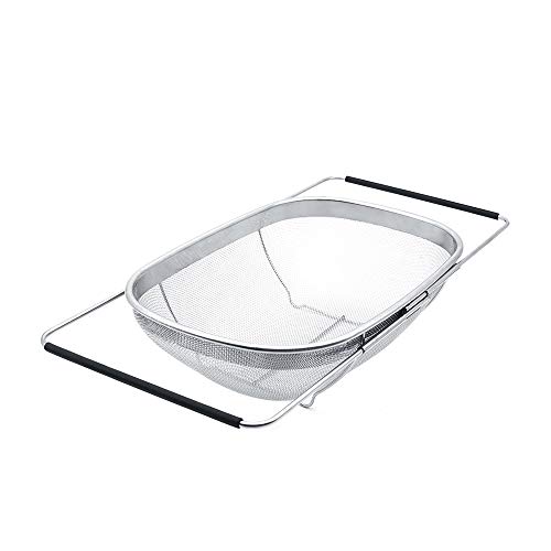 Over the Sink Colander Strainer Basket with Rubber Grip, 6 Quart