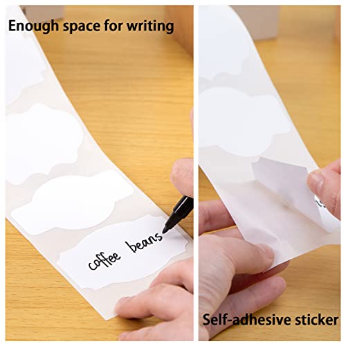 Koogel White Stickers Labels, 510PCS Jar Gift Stickers 2 x 3 Inch Fancy Shape Blank Tags for Food Jar Canning Holiday Gift Essential Oil Bottles