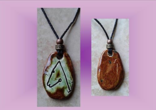 Archangel Metatron Necklace Moss Green Brown Angel Sigil Ceramic Pendant Sacred Protection Divine Amulet