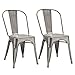 Joveco Sheet Metal Frame Tolix Style Stackable Industrial Bar Chairs with Back - Set of 2 (Gunmetal) Wholesale Price