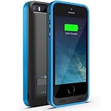 iPhone 5 Battery Case , Maxboost Atomic S iPhone Charger For Apple iPhone 5 / iPhone 5s [APPLE MFI Certified] Protective 2400mAh Battery Pack Juice Power Case with Built-in Kickstand - Black/Blue