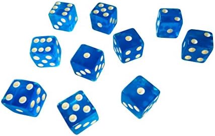 Hobby Monsters 10 Piece Blue Transparent Game Dice with White Pips