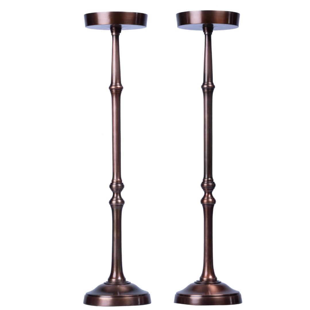 Photo 1 of POSHGRAM Martini Drink Table Set of 2, 24-Inch Tall Sleek Modern Small Round Side Table, Classic Finish, Sturdy Small Accent, Ideal for Home or Office, Versatile Display Stand (Copper)