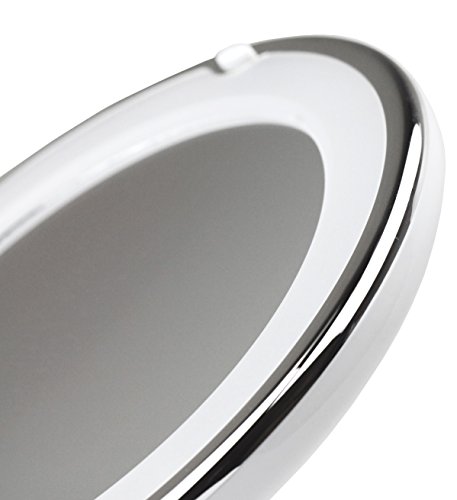 Sparrow Decor Lighted Makeup Mirror 7X Daylight LED Wall Mount Mirror with Locking Suction Cup and Rotating Adjustable Tilting Arm Folds Into Travel Magnifying Mirror - Illuminated Cosmetic Mirror