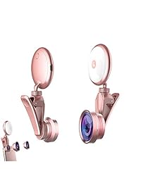 Fill Light Selfie   Anillo de selfie para objetivo móvil   Lente gran angular 4K HD + lente ojo de pez de 185 °+ lente macro de 50 X, Live Stream Makeup