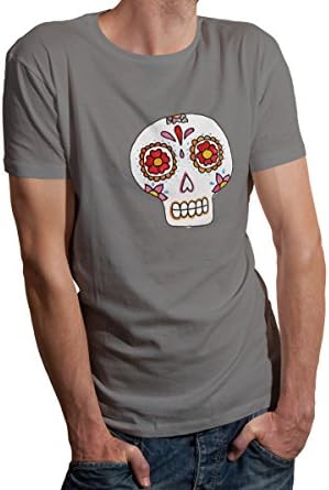Canonon men 's Cotton Funny Skeleton Crewneck Short Sleeve T-shirt Grey XL