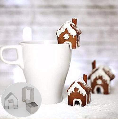 KeepGrace 3Pcs Christmas House Mini Gingerbread House Biscuit Cutter Set Stainless Steel Cookie Chocolate Biscuit Mould Kids Enjoy Games of Making Funny