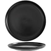 AIYoo Ceramic Dessert Plates Set of 2,Mini 6 inch Porcelain Round Salad Plates,Serving Appetizer Plates,Black Small Plates Dishes Dinner Plates,Food Dinnerware for Kitchen