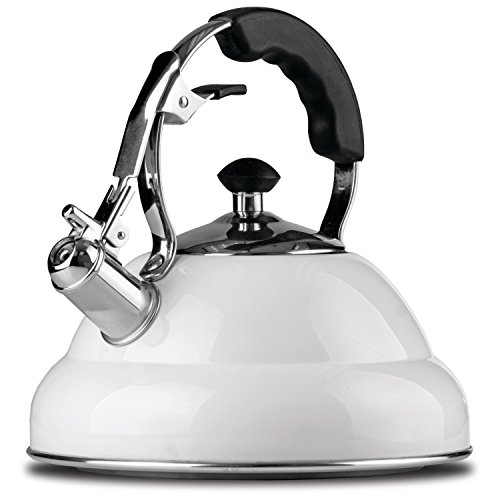 Chef's Secret 2.6-Liter Stainless-Steel Tea Kettle, a Powerfully Conductive Boiling Vessel with Copper Capsule Bottom, Gloss White - Thumbnail 4