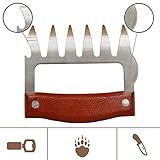 Metal Meat Claws - Stainless Steel Meat Forks With Wooden Handle- Metal Meat Claws-Bear Meat Shredder Claws For Pulled Pork-ease Lift, Handle, Cut Meals With Bottle Opener And Meat Cutter (2 Packs)