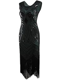 Vijiv - Vestido largo de fiesta de los años 20, estilo vintage Gatsby con lentejuelas