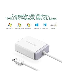 UGREEN adaptador de audio de tarjeta de sonido estéreo externo con USB con convertidor 2RCA y Aux de 3,5 mm para bocina, audífonos y micrófono, dispositivos Plug and Play en Windows, Mac, Linux y PS4, cable de 3 pies