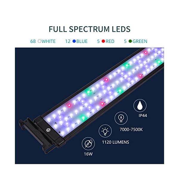 JOYHILL Illuminazione per Acquario, Plafoniera LED Acquario Dolce, Lampada LED per Acquario Luce Acquario 50-70cm
