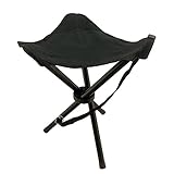 BOGZON Tri-Legged Foldable Stool for Fishing, Camping, Travelling, Gardening & Outdoor Recreation, Made of High-grade Oxford Fabric & High Tensile Steel Tube, Black Color