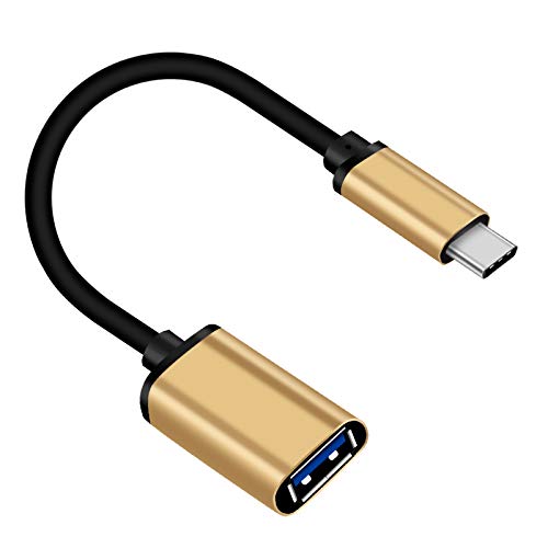 CBUS OTG USB-C 3.1 Cable Adapter, Type-C to USB 3.0 A Adapter Compatible with 2018 MacBook Air/Pro, Chromebooks, HP, Dell XPS, Samsung, LG, Lenovo, Flash Drives, Printer Cables (Gold)