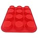 BakeWarePlus 12 Cups Silicone Muffin Cupcake Pan Baking Mold Red Non-stick Reusable and Heat Resistant